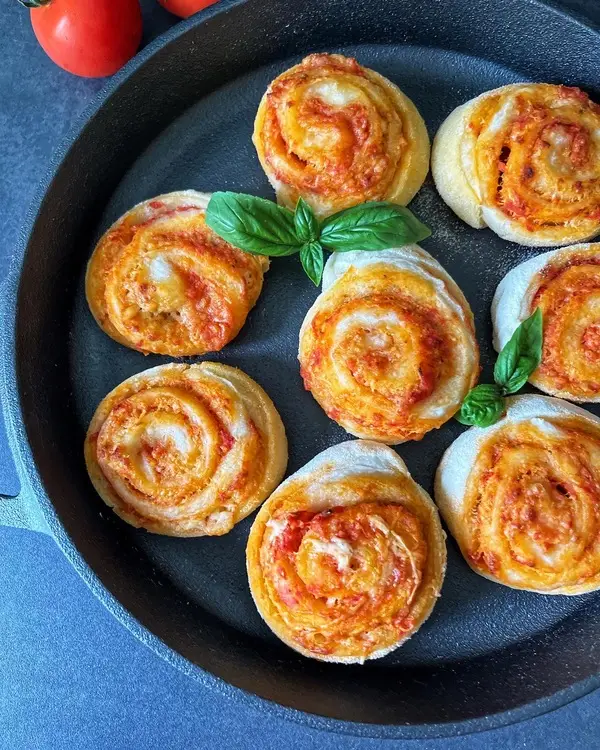 Pizza rolls from above